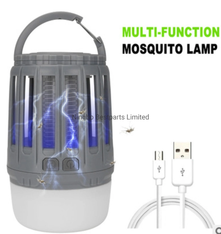 Venta caliente 3W COB lámpara de camping 2 en 1 recargable Mosquitera Killer linterna portátil inalámbrico LED de emergencia Luz de camping con Gancho