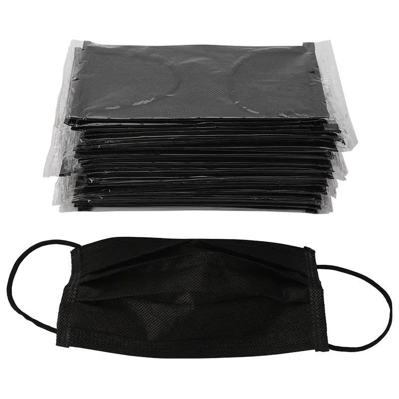 100% de la Promoción 3 Capas Non-Medical anti-polvo de color negro de niebla Melt-Blown Polution Non-Woven elástica de la banda de Oído transpirable desechables Mascarilla de protección de adultos