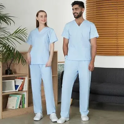 Unisex Mens Nurse White Stitching Other White Scrub Suit/White Nurse Uniform Short/Long Sleeve Nurse Uniform Suit for Hospital Clinic Pet Veterinary Center