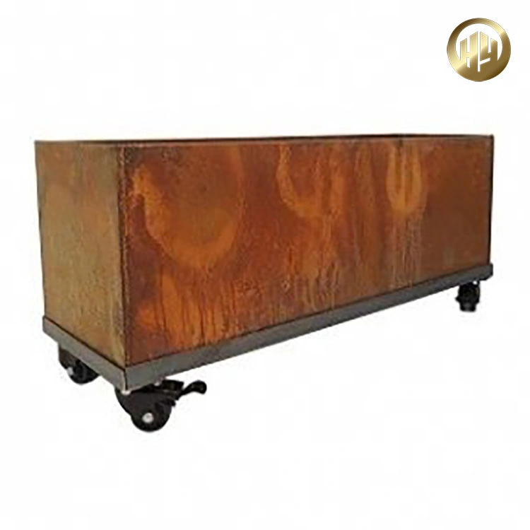 Rusty Rectangular Corten Steel Decorative Planter