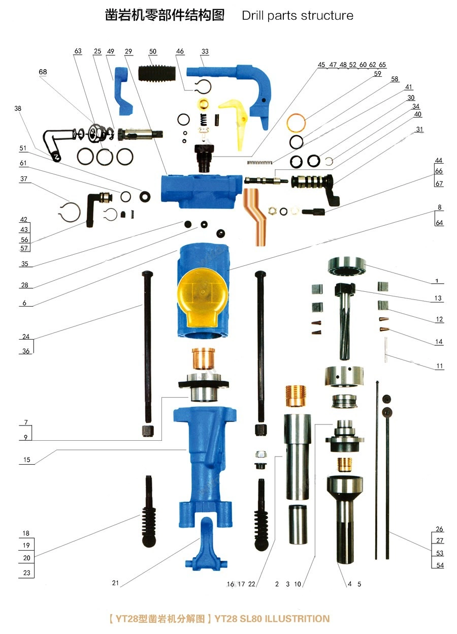 Yt28 Air Leg Rock Drill Coal Air Leg