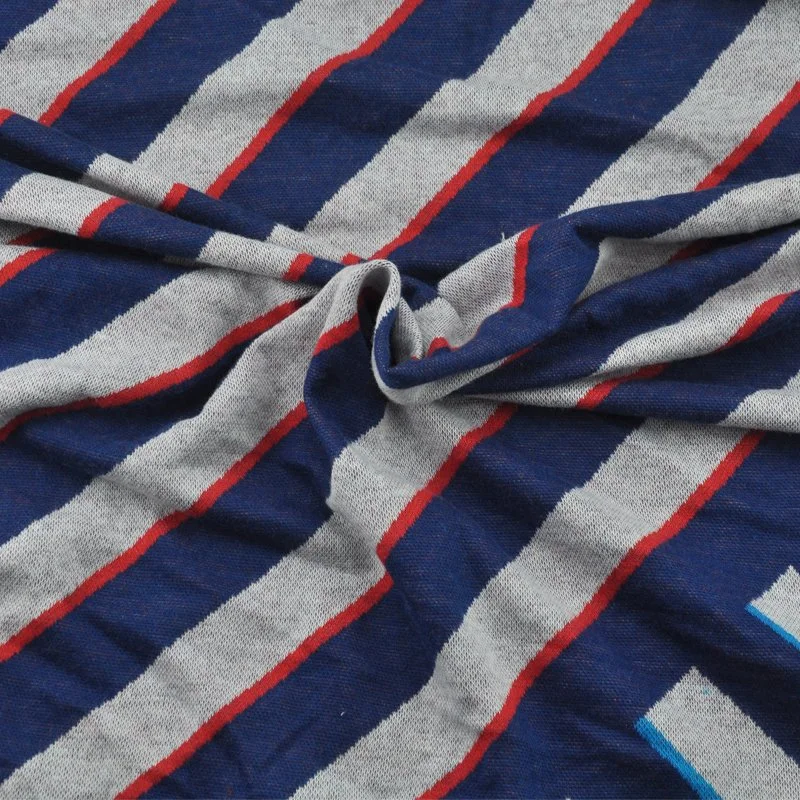 Stripe Single Side Organic 100 Cotton CVC Single Knitted Soft Soid Jacquard Fabric for Swearshirt