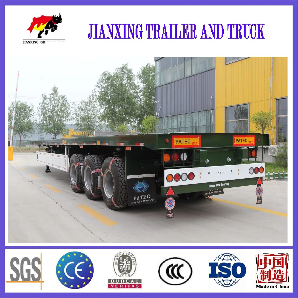 Factory Direct Sale Tri-Axle 40 FT Flatbed Container Semi Trailer for Sale