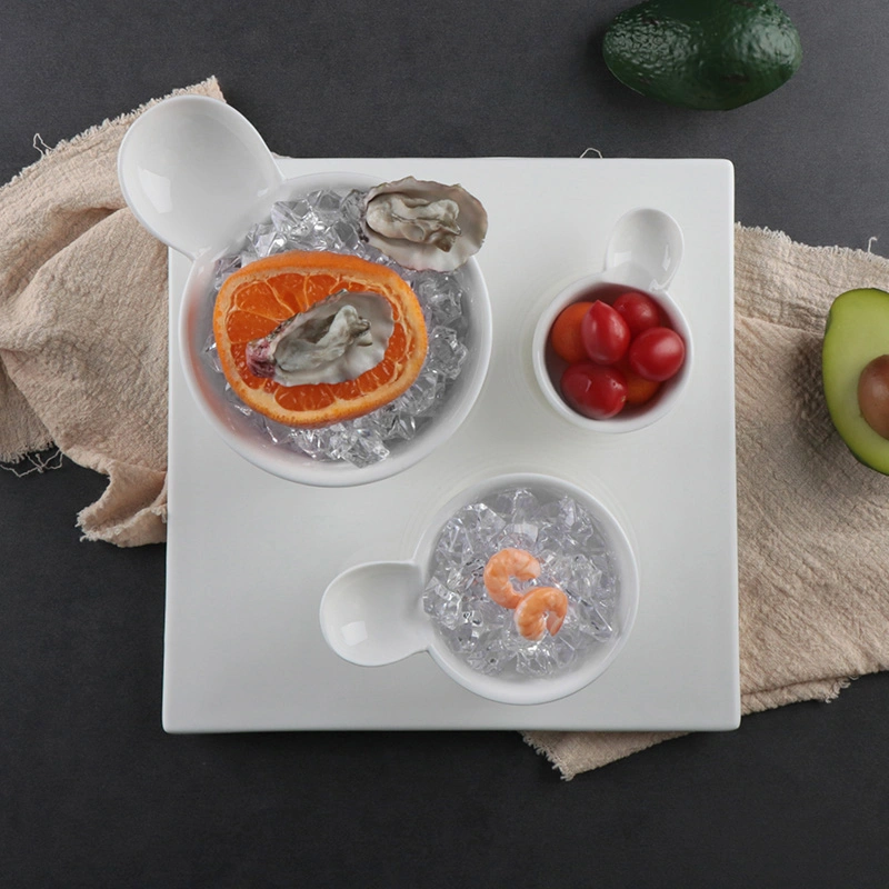 Apéritif plat en porcelaine avec Satnd pour l'Hôtel et restaurant bol à salade