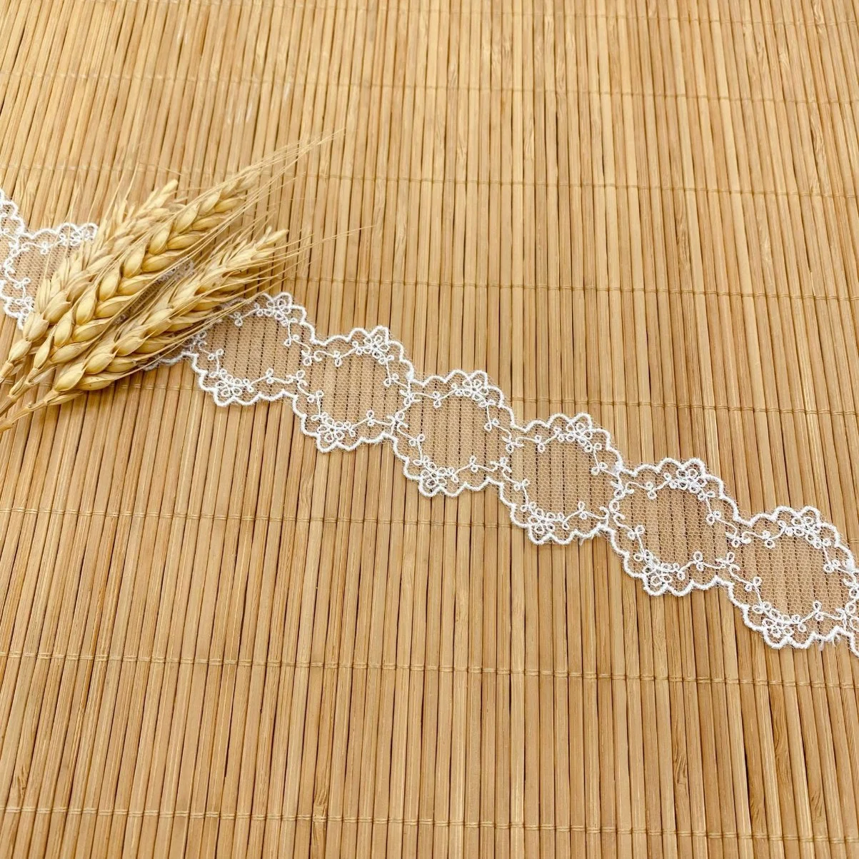 New Lace Mesh Polyester Embroidery Double Trim Wedding Accessories Embroidery Lace