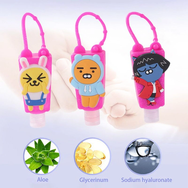 Cartoon 30ml 50ml 60ml Hand Sanitizer Bottles Silicone Keychain Holder