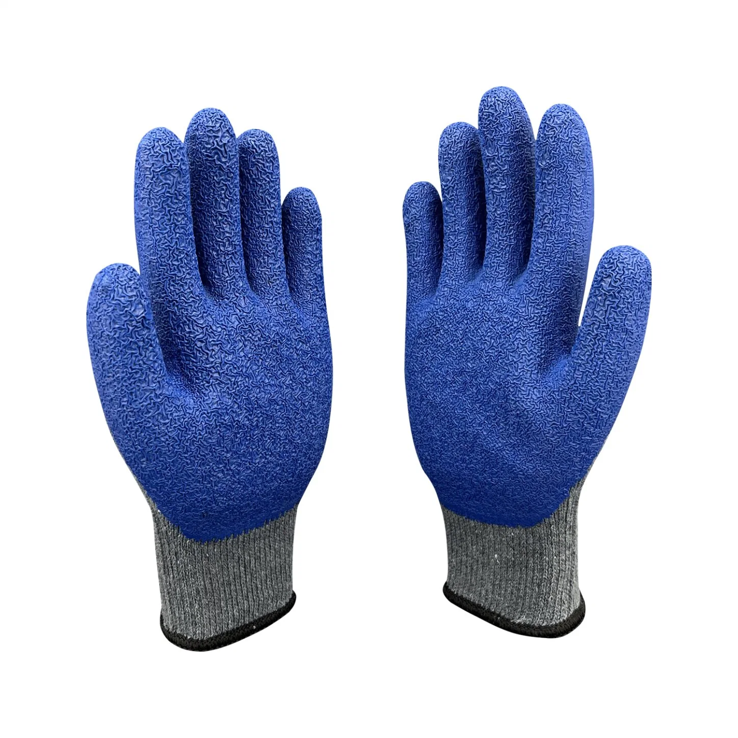 Custom Logo Labor Protection Wear Grey Blue Latex/Nitrile Wrinkled Safety Work Gloves