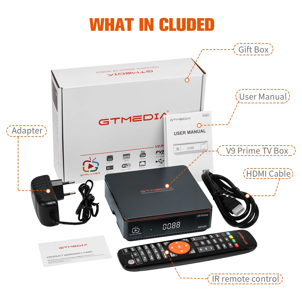 Gtmedia V9 Prime H. 265 DVB-S2X 4K receptor de TV digital via satélite com slot de CA