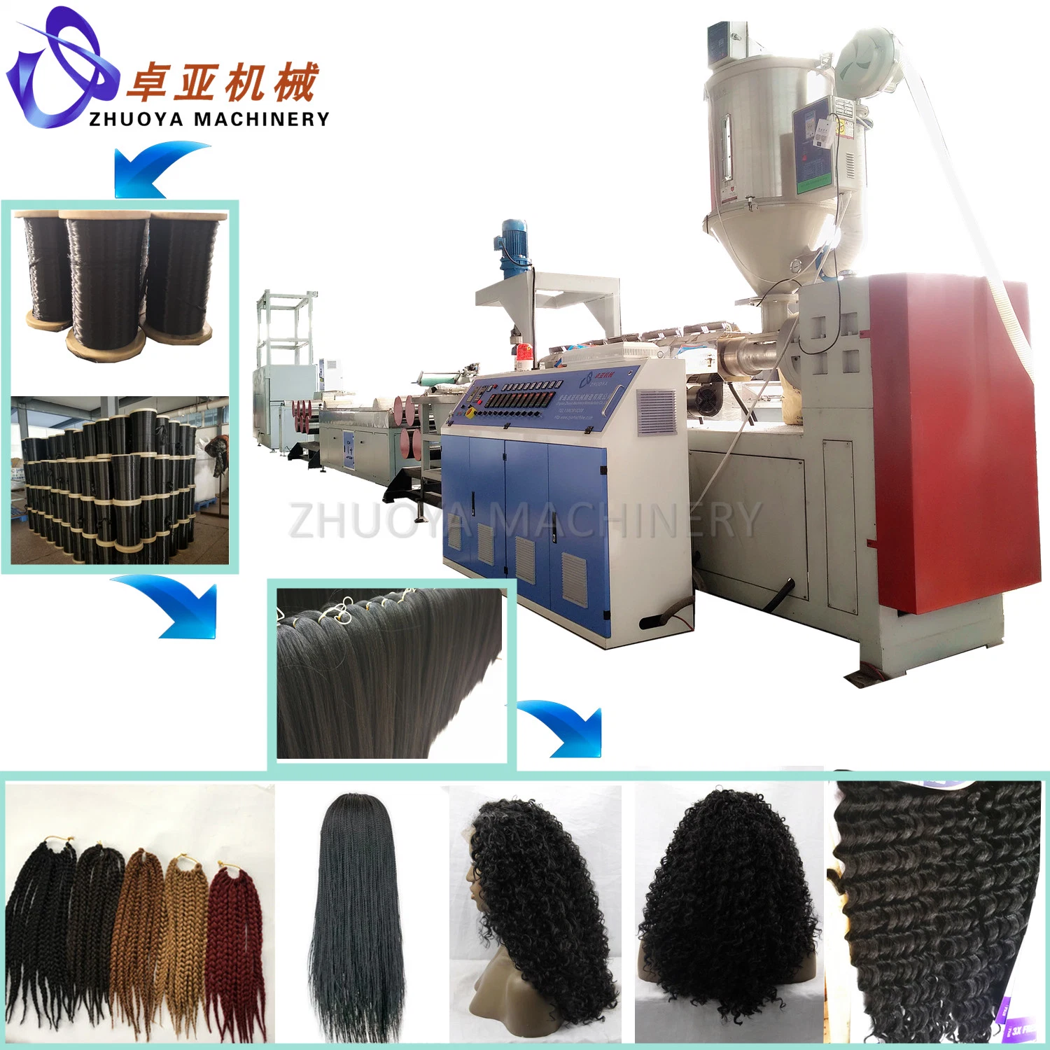 Plastic Synthetic Hair Fiber Production Machine Line for Braids/Dreadlocks/Extensions/Wigs