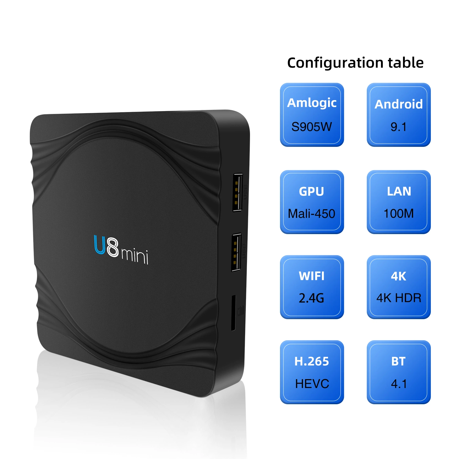 Android 9.1 4K UHD Amlogic S905W TV Box و4K مشغل وسائط ذكي عالي الدقة WiFi Bluetooth USB 2.0-UK/USA/EU