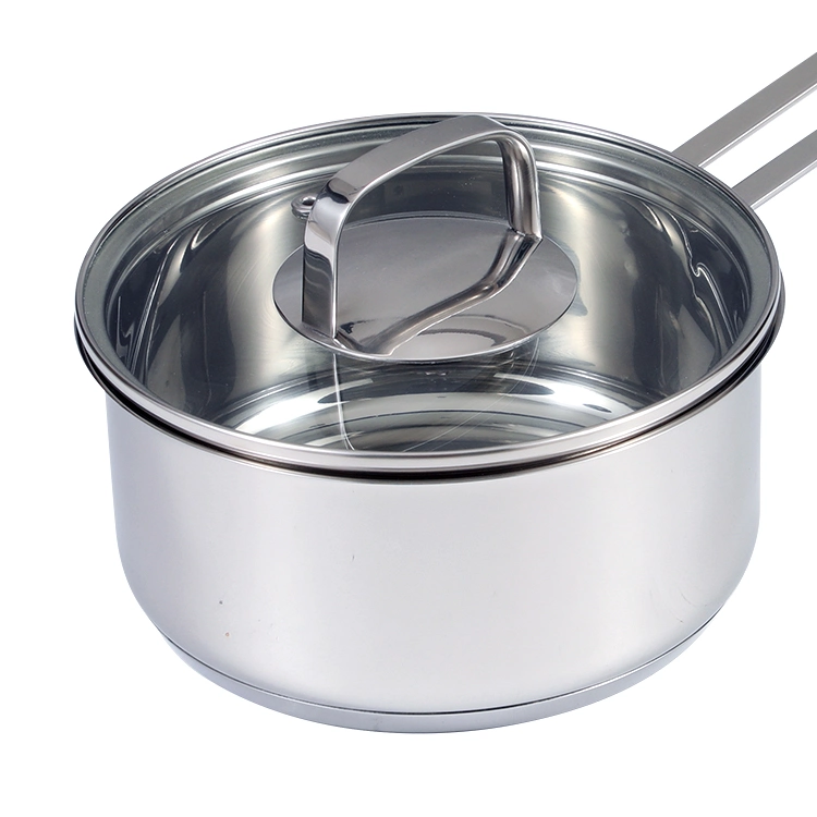 Mini Cooking Pots Straight Shape Glass Lid Stainless Steel Kitchenware