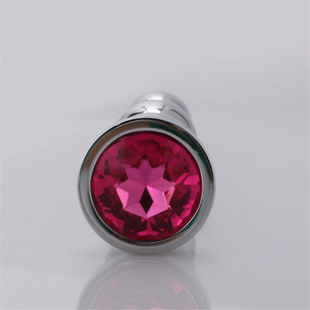 Silver Color Aluminium Alloy Butt Plug Metal Long Butt Plug with Jewel