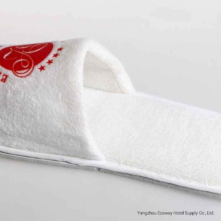 Custom Printed Red Logo Towel Hotel Men Slippers