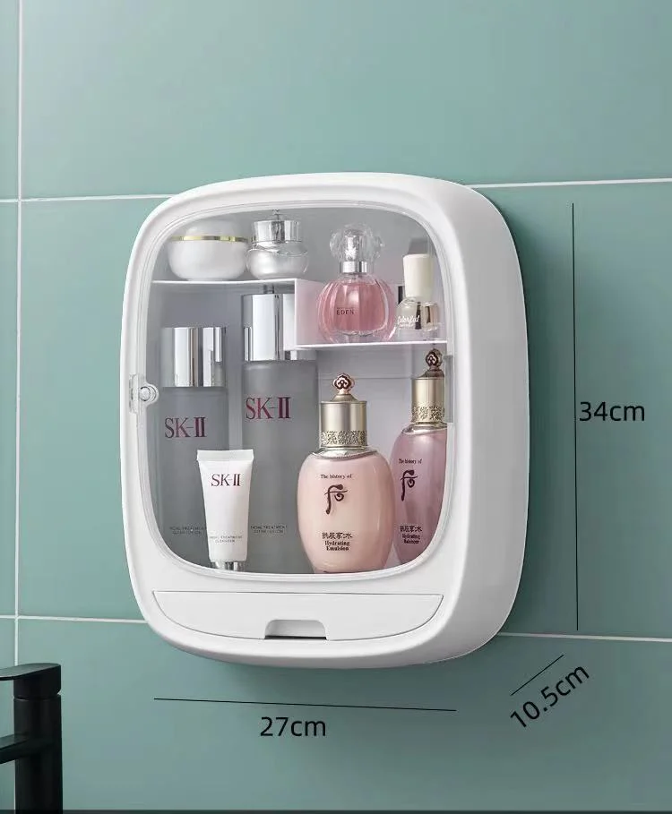 Wall Mounted Acrylic ABS Bathroom Home Dust-Proof Holder Cosmetics Organizer Storage Box Makeup