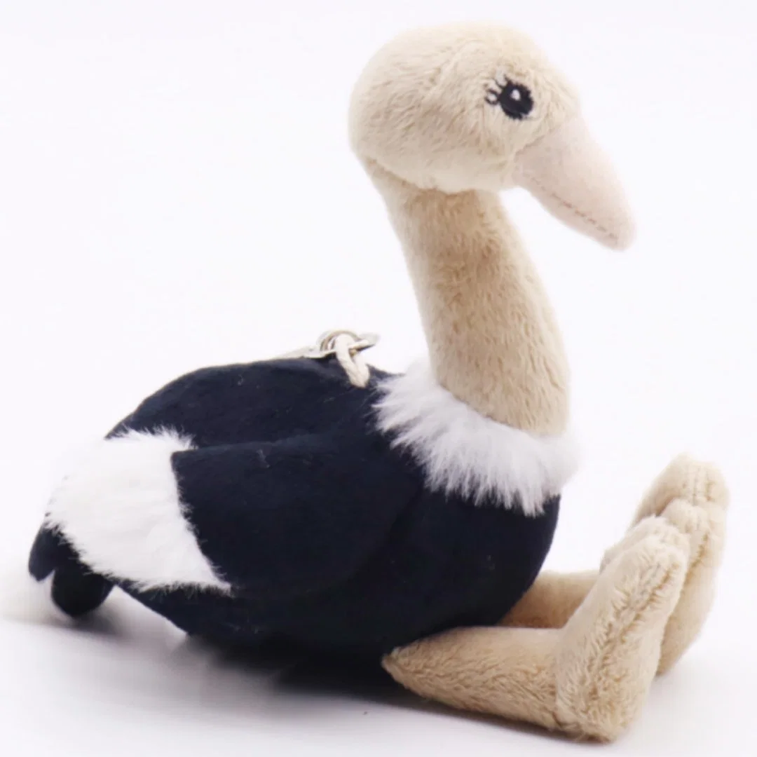 Wholesale/Supplier Plush Toys Custom Lifelike Animal Black/Beige Wild Ostrich Birds Keychain Key Ring for Bag 12cm Soft Stuffed Backpack Key Chain Clip