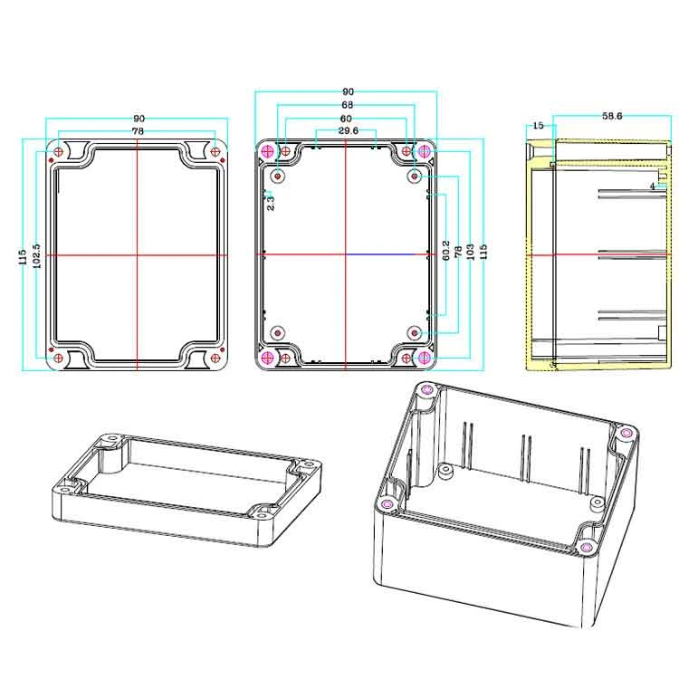 Plastic Electronic Enclosure Case PCB Housing Box