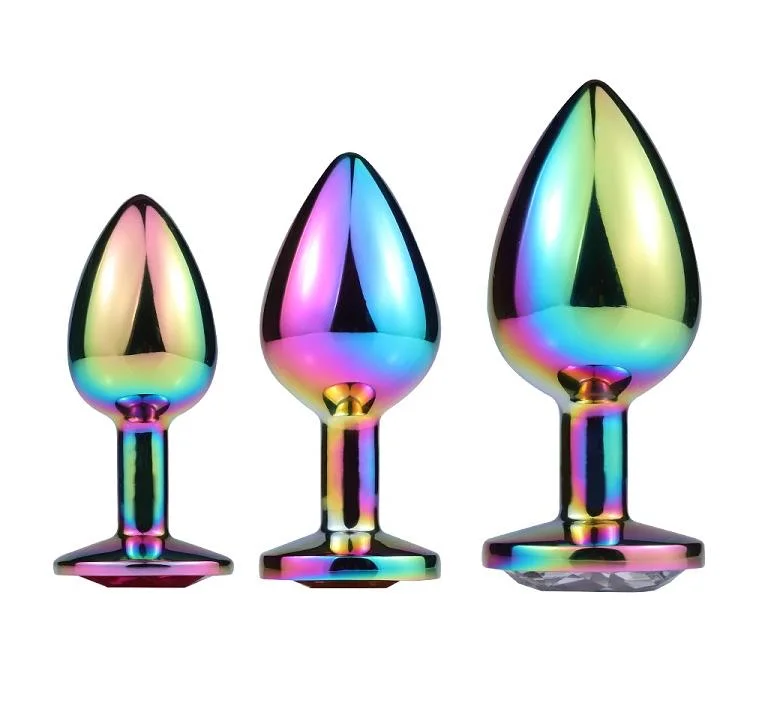 Customized 3PCS Set Colorful Decorative Rainbow Stainless Steel Metal Anal Butt Plug Sex Toys for Adult