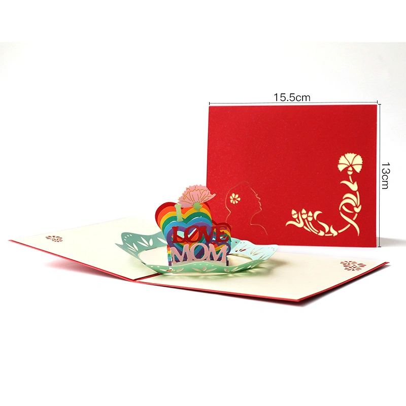 Hot Selling in Stock 3D Christmas Wedding Birthday Pop up Flower Love 3D Greeting Cards for Valentine's Day