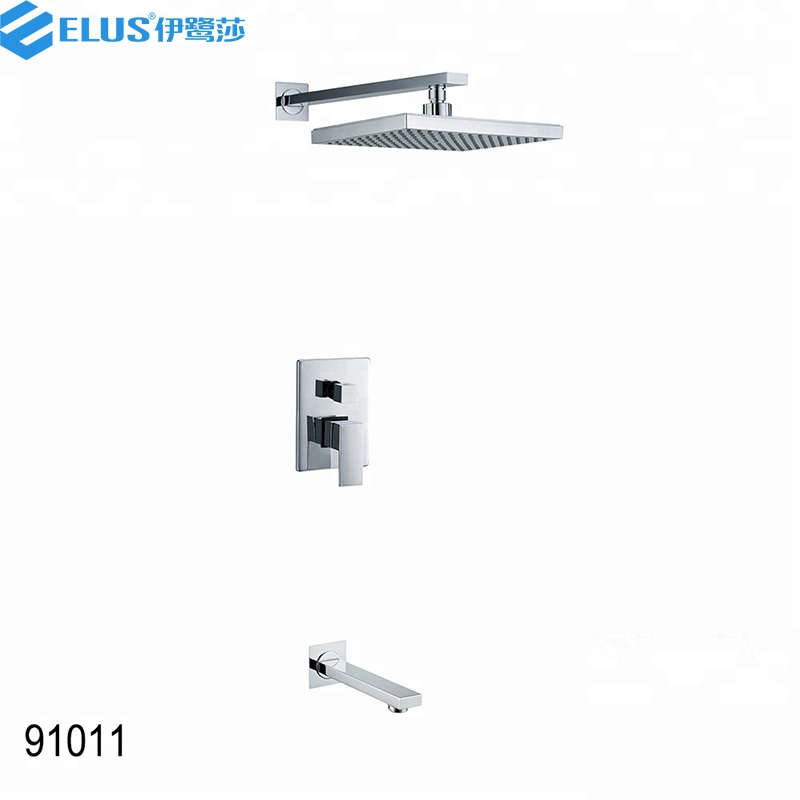 Hotel Rain Fall and Waterfall Shower Faucet Set Bath Tap High Pressure Square for Bathroom