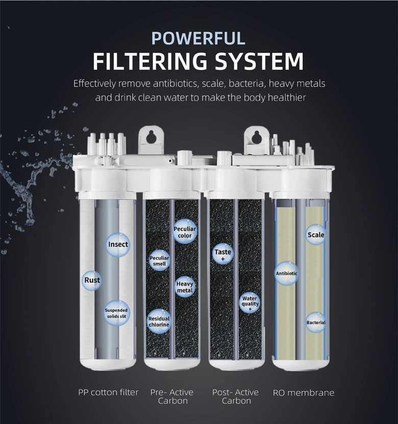 Undersink 400g 4 etapas sistema de OI ósmosis inversa agua casera Purificador