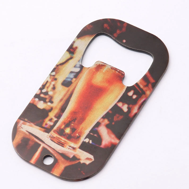 Heat Transfer Blank White Stainless Steel Dog Tag Shaped Bottle Opener DIY Customized Design