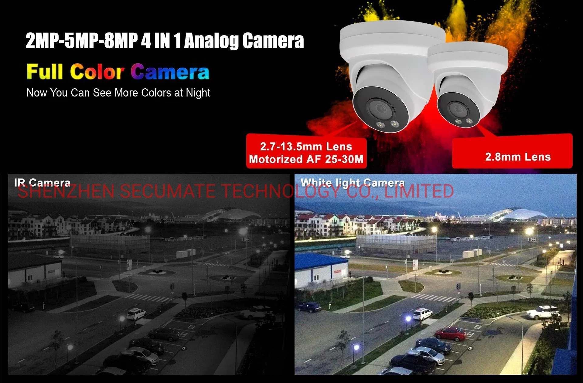 Colorvu Starlight 8MP 4K Network IP Dual Light Full Colour IR Turret Dome Surveillance Amera