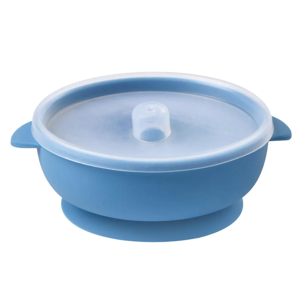 Customized Food Grade Silidone Baby Bowl with Lid Simplicity Candy Color Strong Suction 250ml Toddler Baby Feeding Bowl