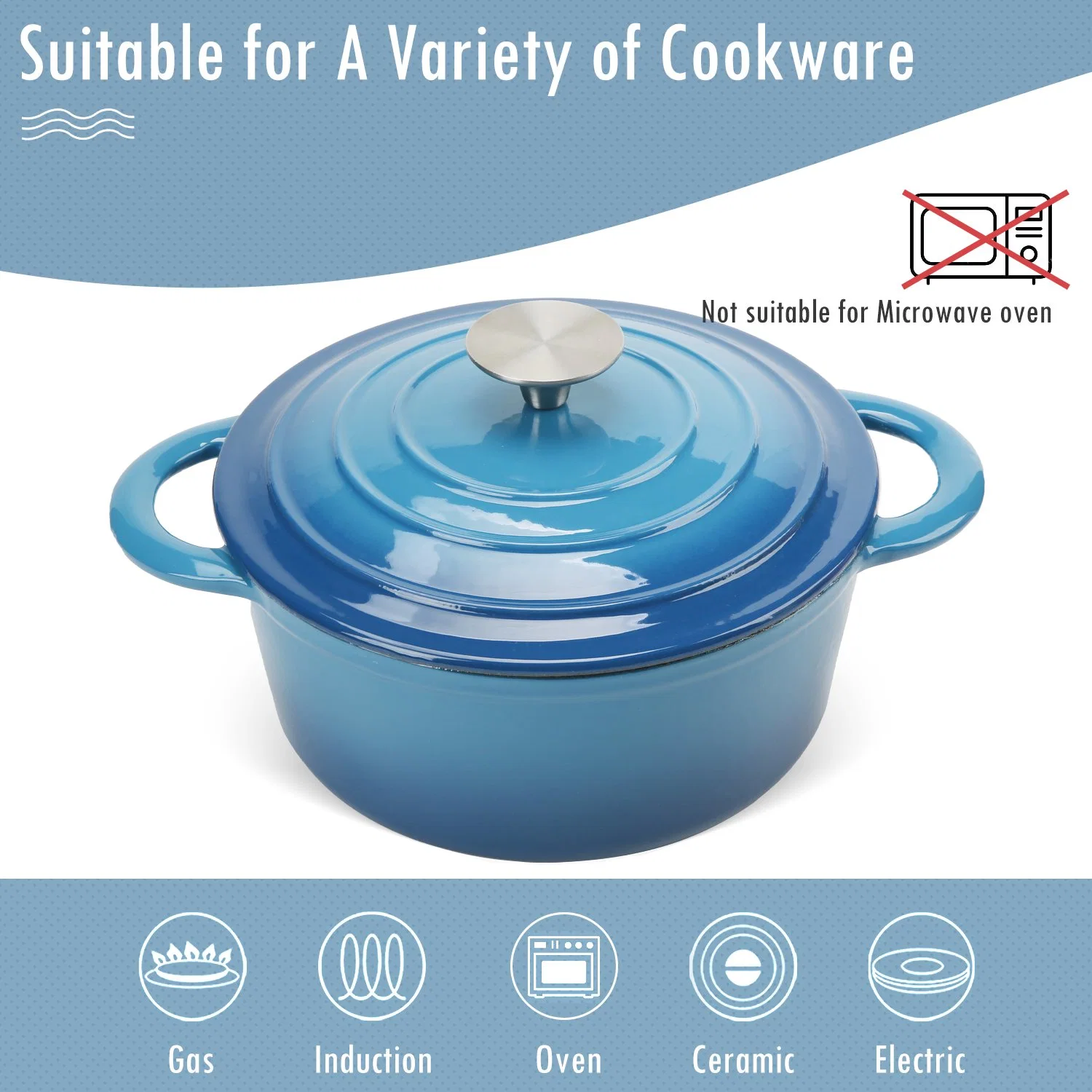 4.1Qt 2022 nouvelle conception Bleu Orange Vert Rouge casserole en fonte Ustensiles de cuisine française Cuisine Four Pot Pots soupe