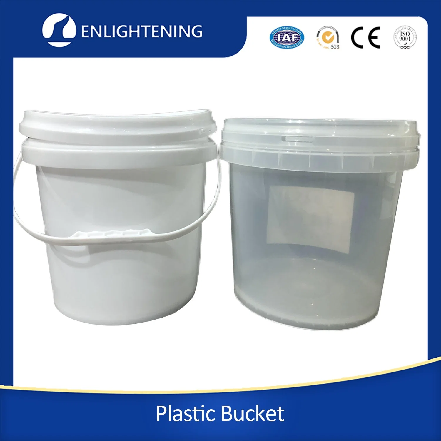 Food Grade Clear Plastic Packaging Barrel & Bucket with Lid & Handle