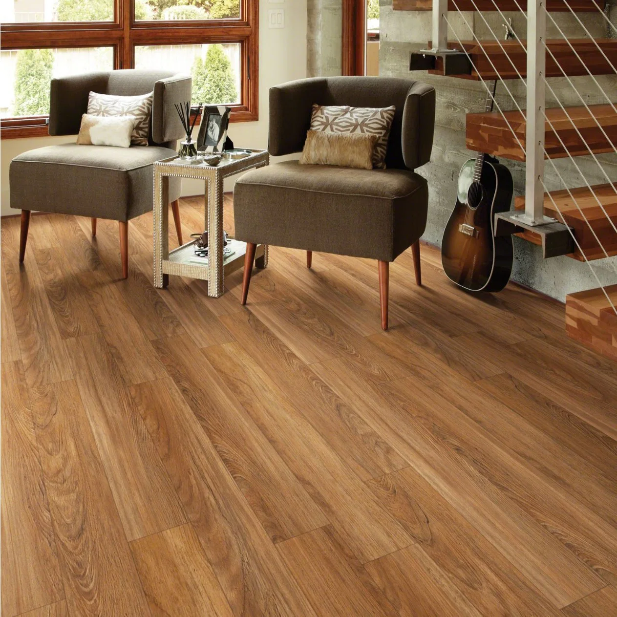 Tuiles de vinyle imperméable Lvt Flooring 2,5 mm matériaux de construction