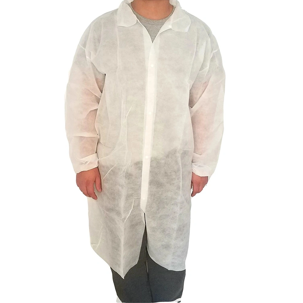 Disposable Consumables Supplies Fluid-Resistant Isolation Gown Kids Disposable White Lab Coats for Children with Zipper Closure