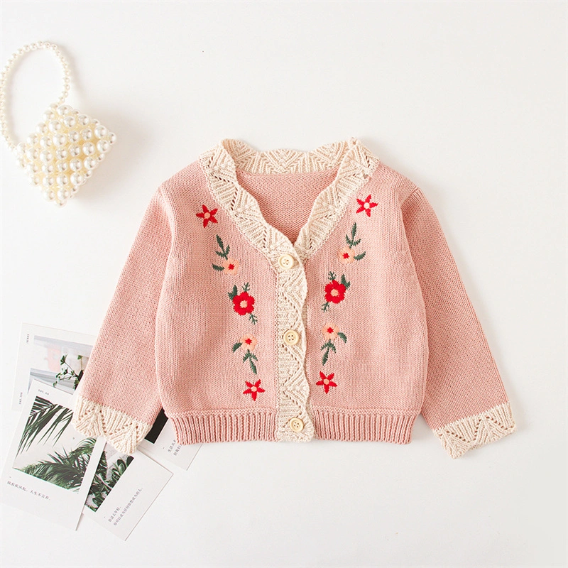 Ins 2022 Spring and Autumn Baby Sweater Baby Knitwear Knitted Handmade Embroidered Coat Coat All-Match Cardigan