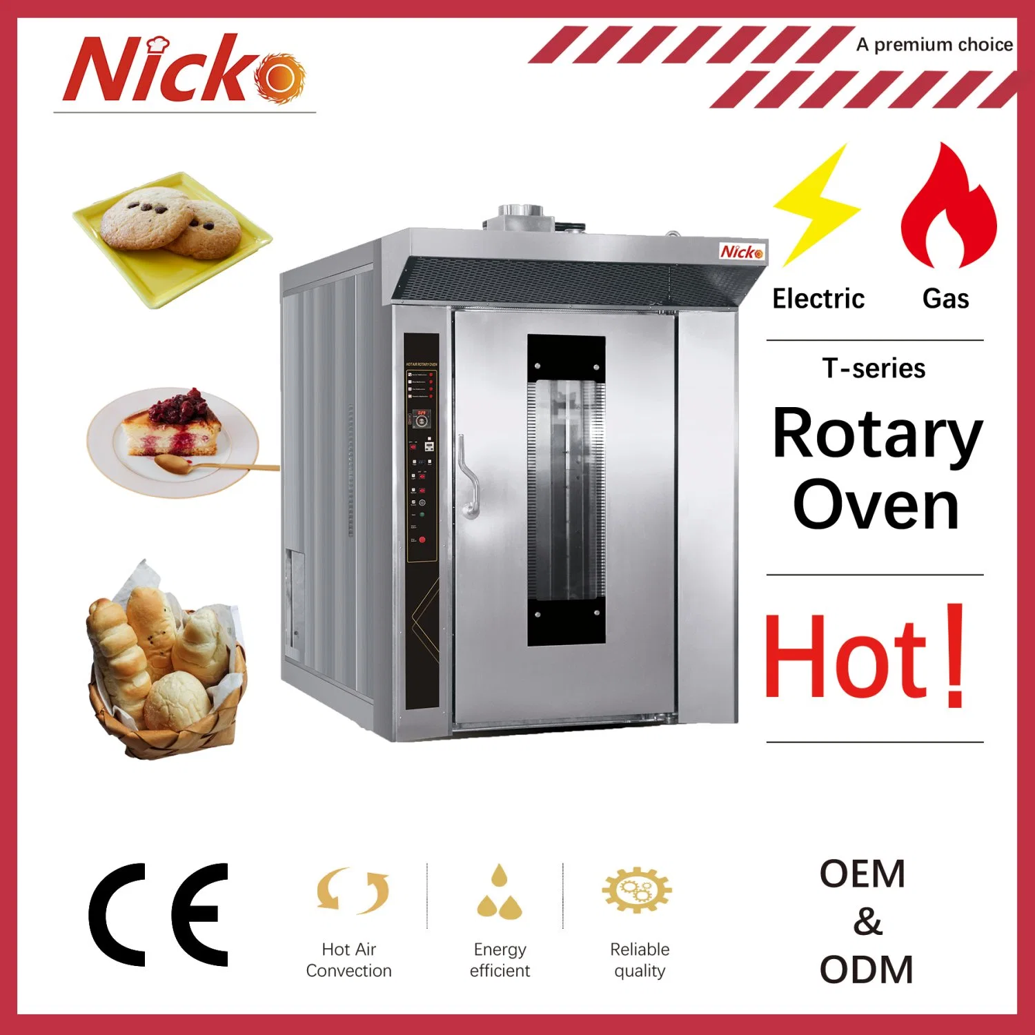 Fabricante de equipos de cocina comercial de Guangzhou Horno de pizza eléctrico de panadería de cocina eléctrica Horno de convección / Horno rotatorio / Horno de horneado / Horno de cubierta