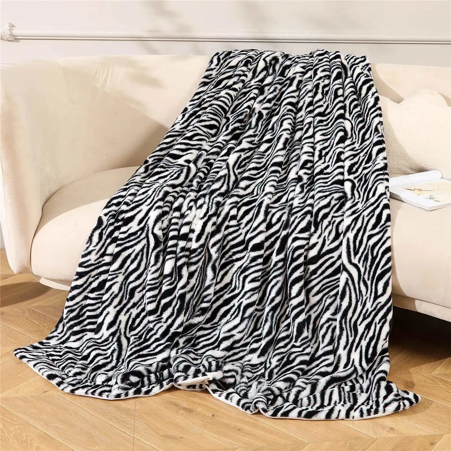 Franela Zebra Animal Print Cheap thick Mink Fleece mantas