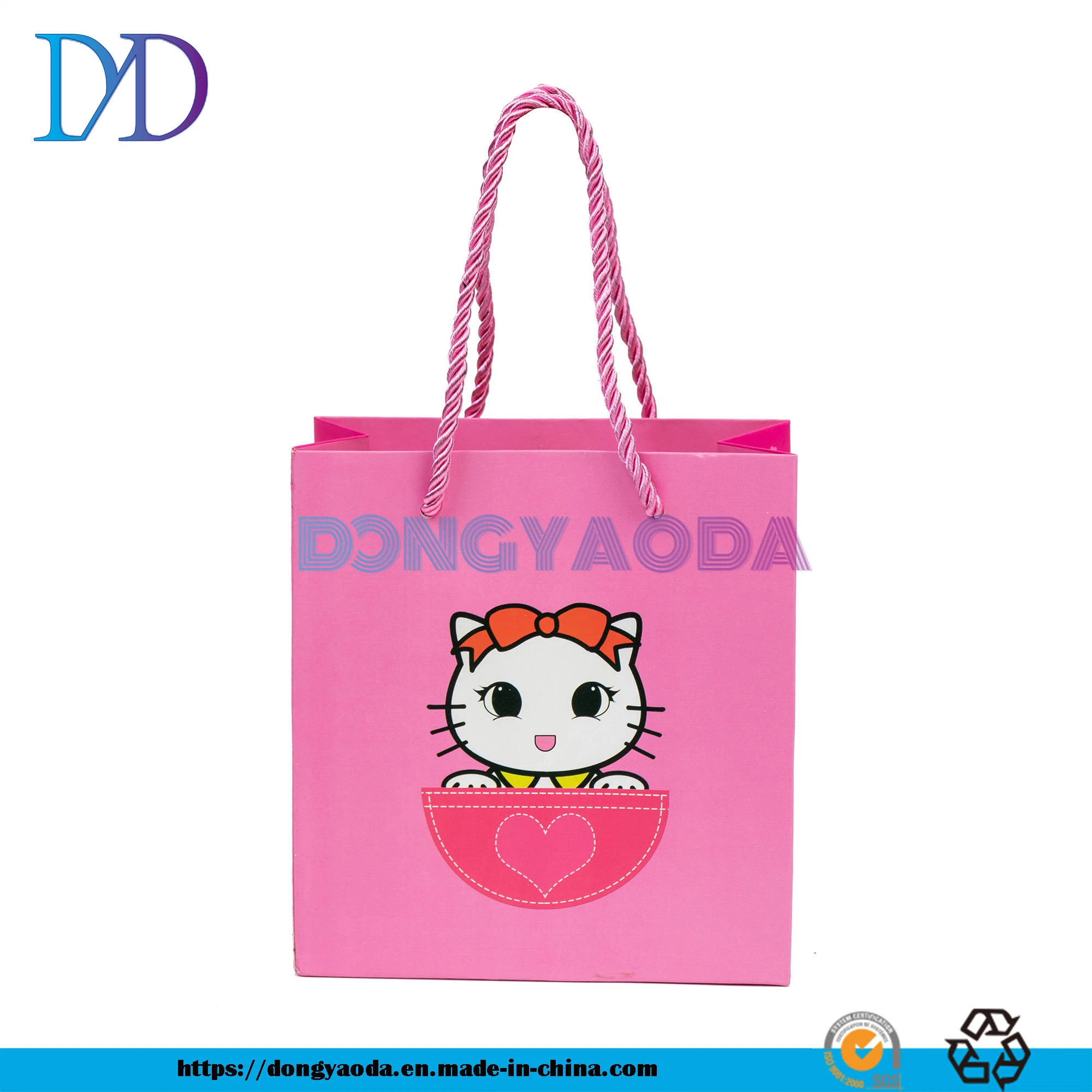 Printed Cartoon Image White Cardboard Bag, Gift Box Gift Bag Tote Bag