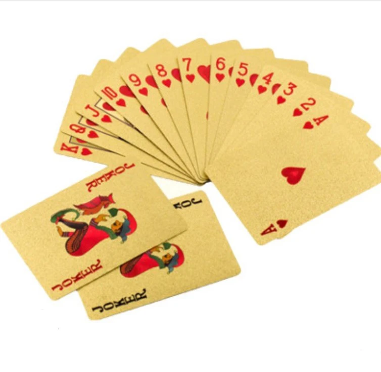 Fabrik Custom Wasserdichte Casino Papier / Kunststoff PVC Poker Spielkarten Gold Foil Poker