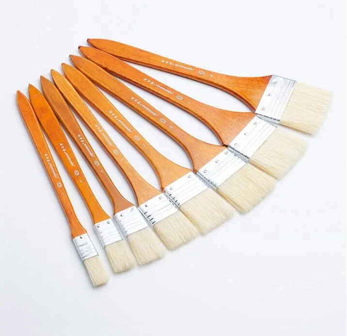 8 Pieces Large Flat Artist Bristle Paint Brush Wash Brushes Set for Oil Water Color Acrylic Paint