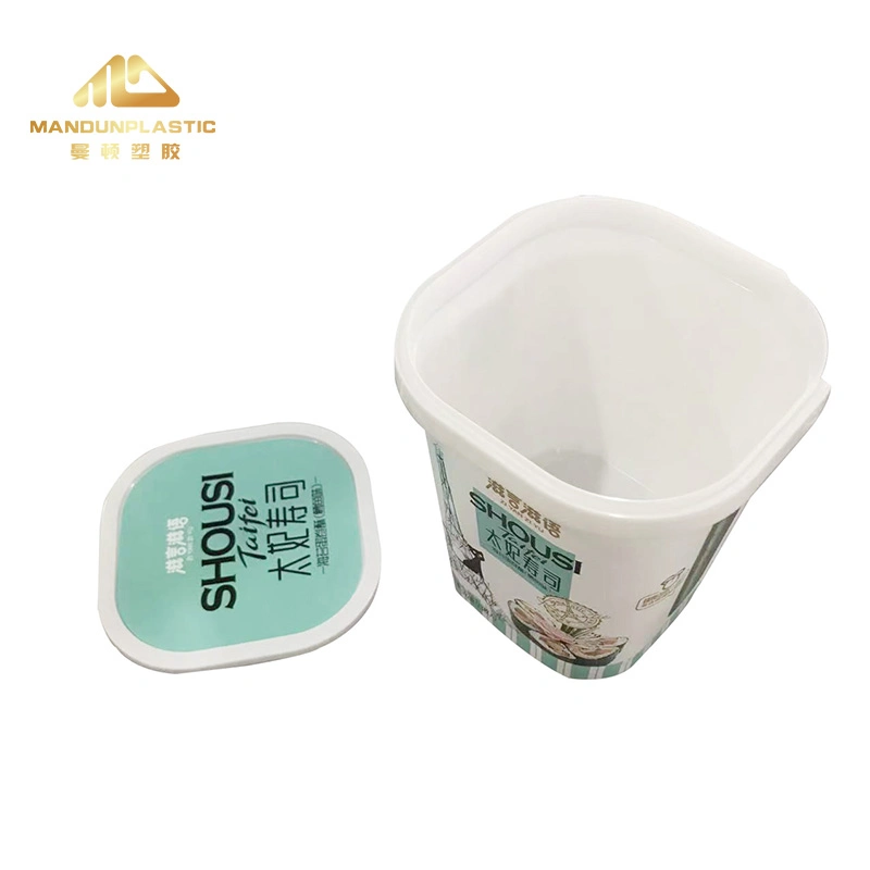 Custom Recyclable in Mold Labeling 580ml PP Plastic Instant Noodles Iml Food Container with Lid