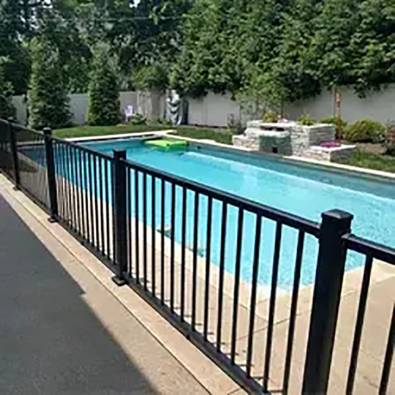 Flat Top Powder Coated Aluminum Fencing Swimming Pool Fence Security Fence