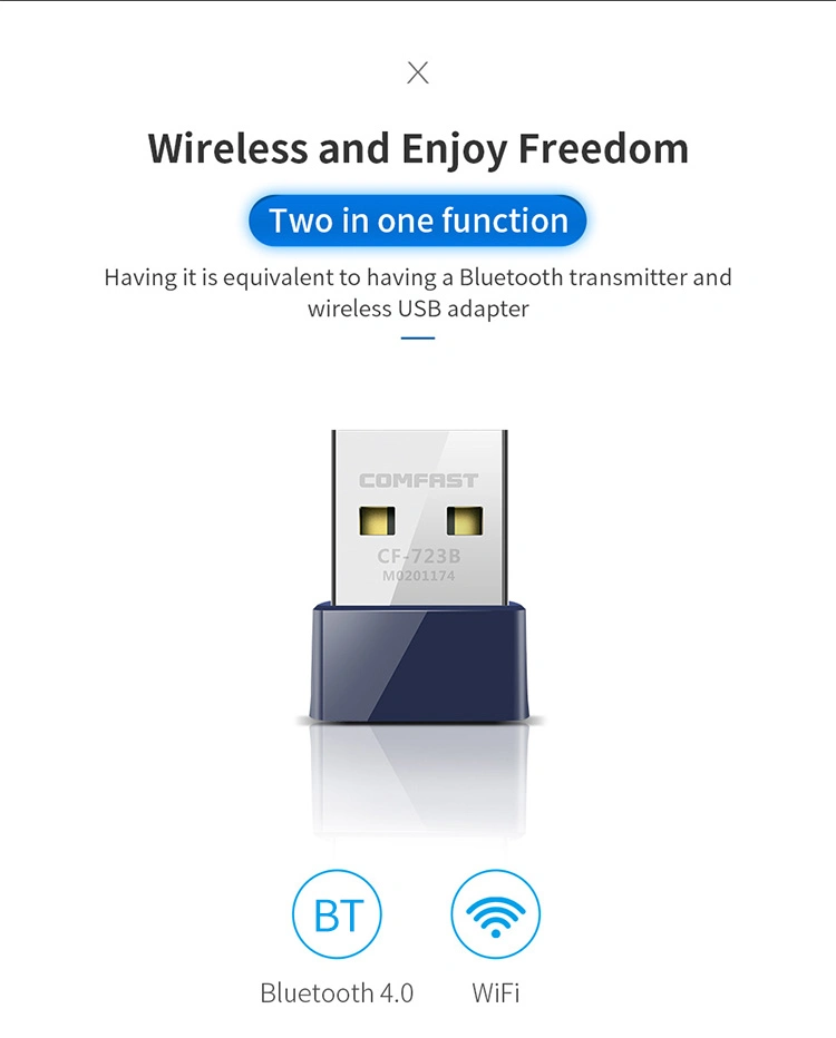 2 en 1 WiFi + Bt 4.0 Tarjeta de red WiFi dongle adaptador Bluetooth CF-723b