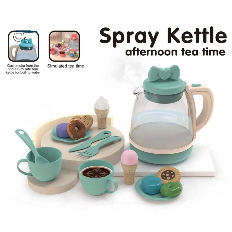 Papel jugar Juguetes educativos niños Utensilios de cocina de bebé Cocina de colores Juguetes niños Espray Kettle conjunto de té de la tarde para niños