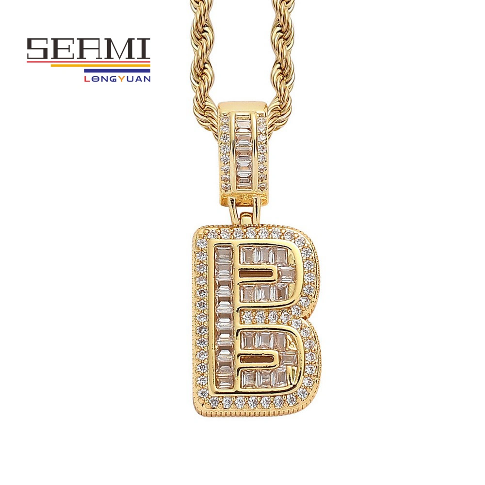 Crystal Sugar Square Zirconium Letter Hipster Hip-Hop Pendant