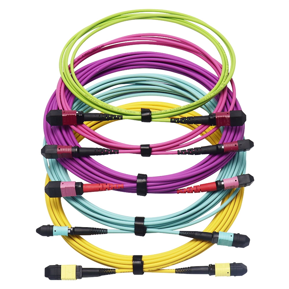 12 Colored 0.9mm Fiber Optical Cable with MPO and LC Fanout Connectors