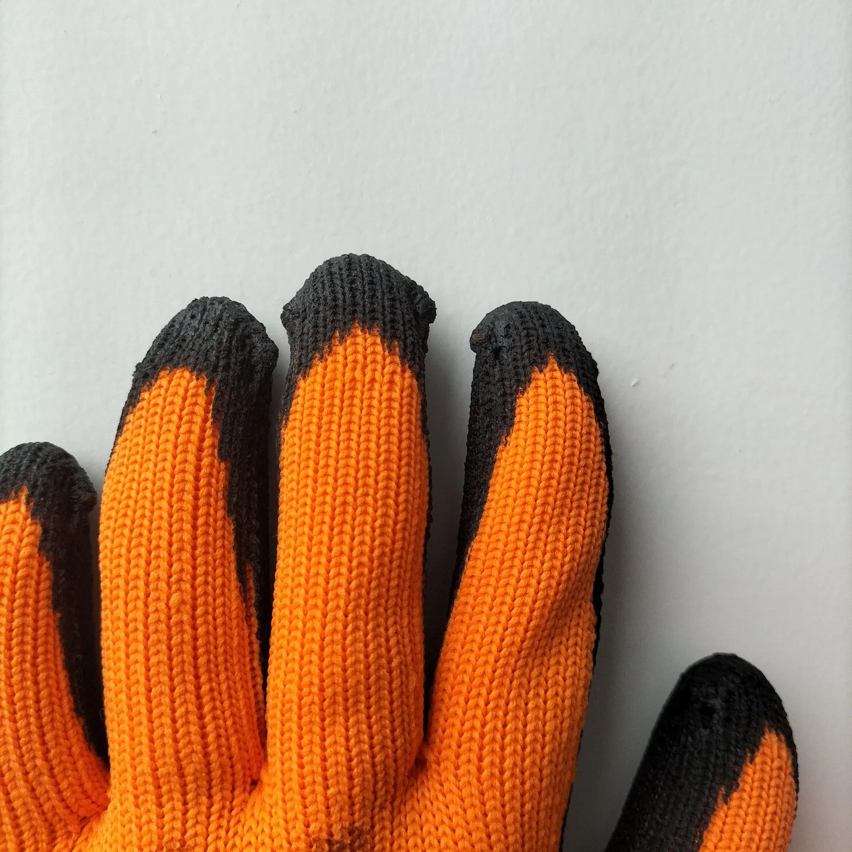 Gants de travail en maille revêtus de latex et de paume orange