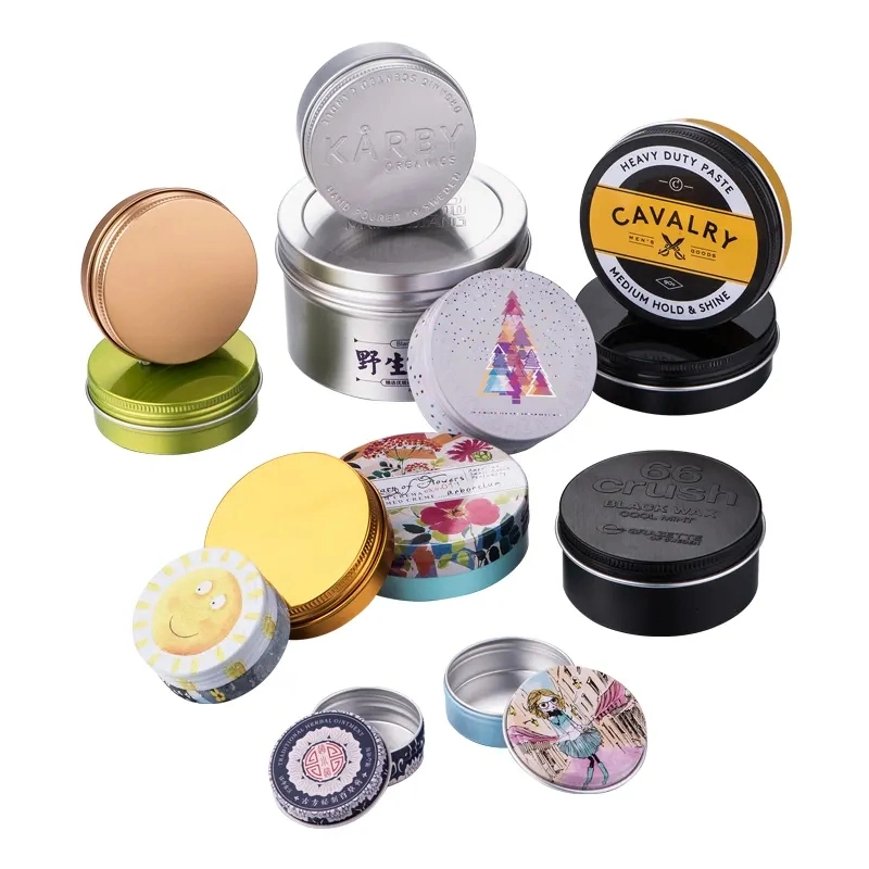 Round Screw Cap Aluminum Jar 10ml 50ml 60ml 100ml 120ml 150ml 200ml 2/4oz Metal Tin Can Soap Lip Balm Cosmetic Candle Containers