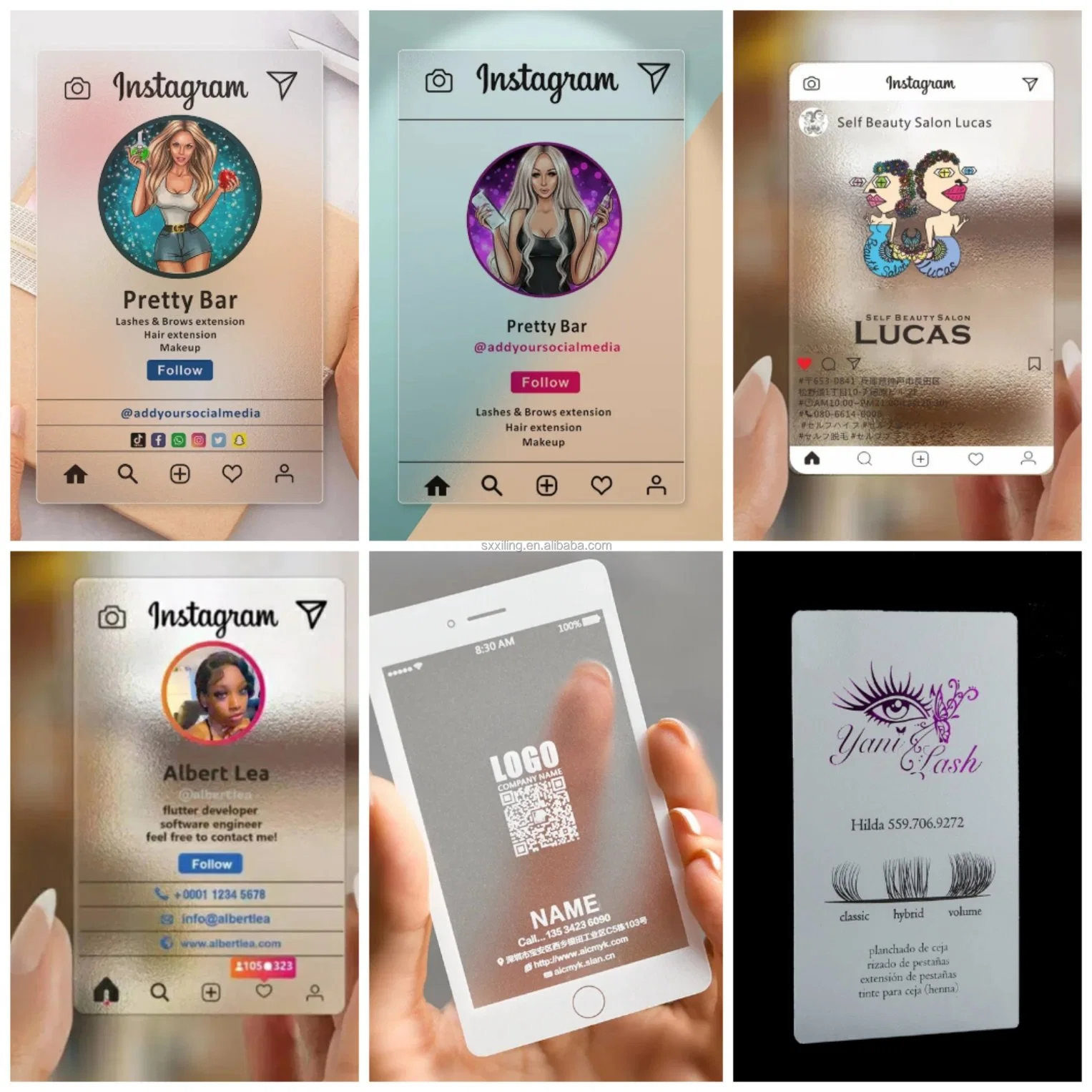 Customized Printed Instagram Frosted Waterproof Unique Design PVC Transparent Name Plastic Business Card