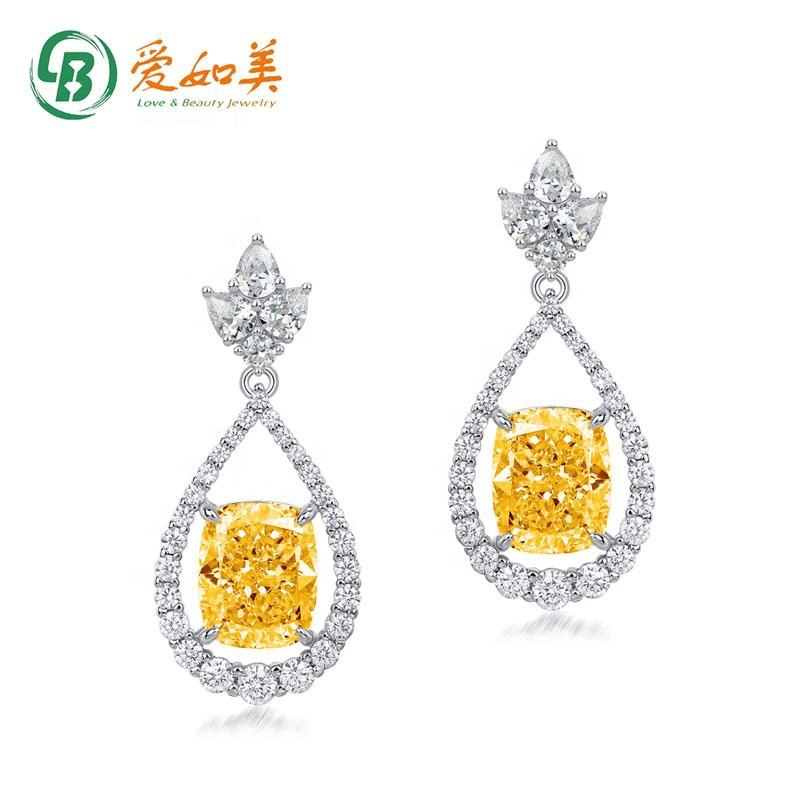 Fashion 925 Sterling Silver Water Drop en forme de zirconium Diamond Boucles d'oreilles bijoux de boucle d'oreille en gros puces d'oreilles