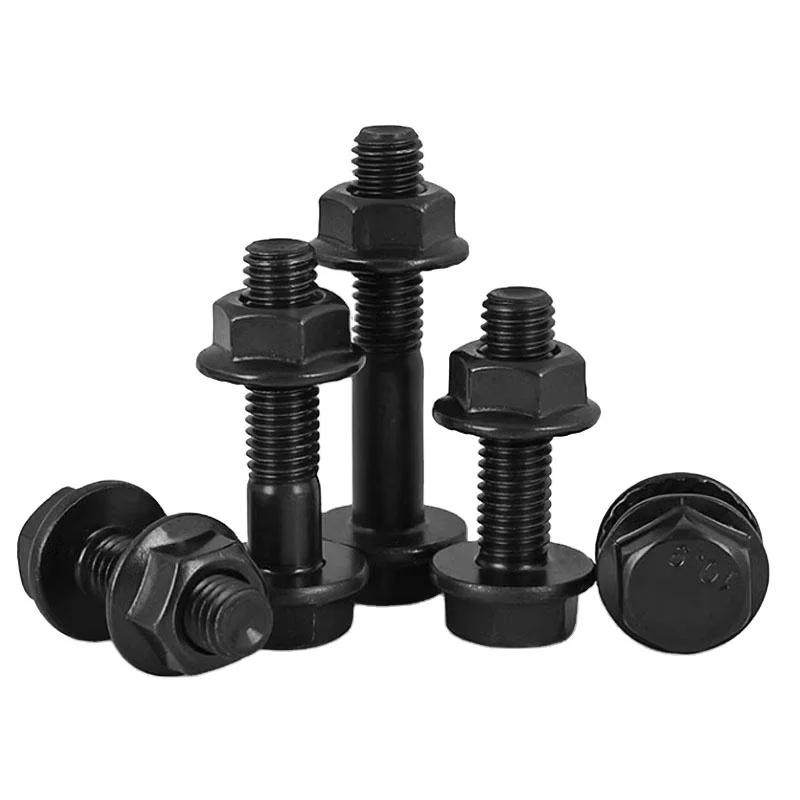 M6 M8 ASTM A325 A307 Gr2 Gr5 Galvanized Carbon Steel Black Oxide Hex Hexagon Serrated Flange Bolt Full Thread with Nut DIN6921