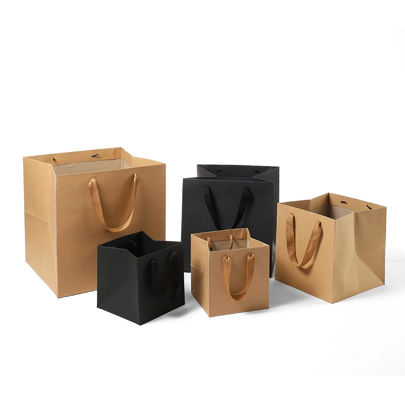 Recyclable Cotton Handle Reinforced Paper Kraft Shopping Bags