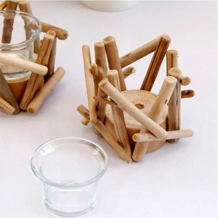 Factory Customize Wooden Tealight Christmas Candlestick Decoration Candle Holder Wooden Craft Candlestick